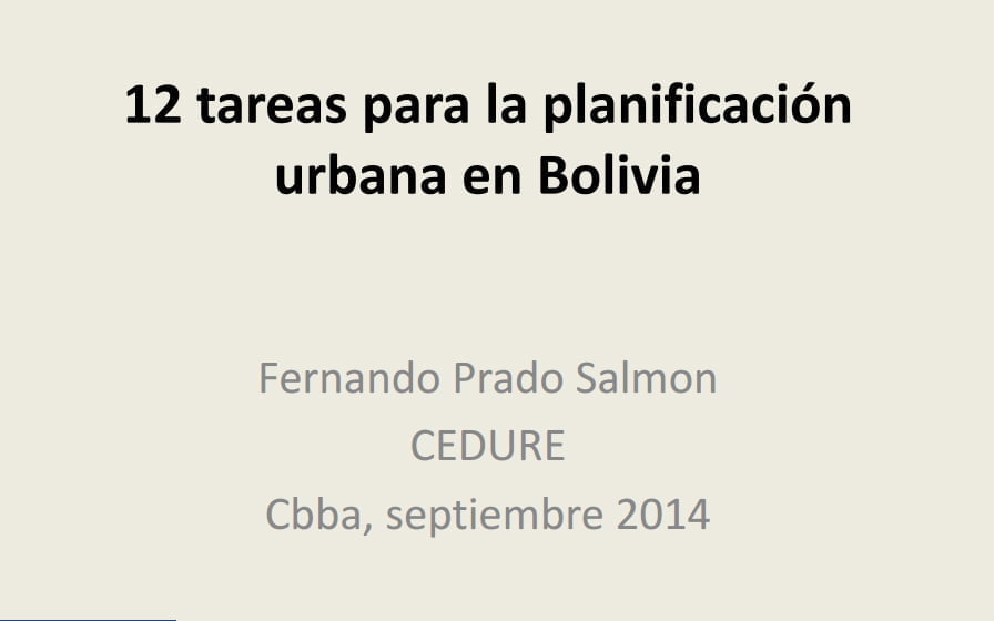 12 tareas para la planificación urbana en Bolivia