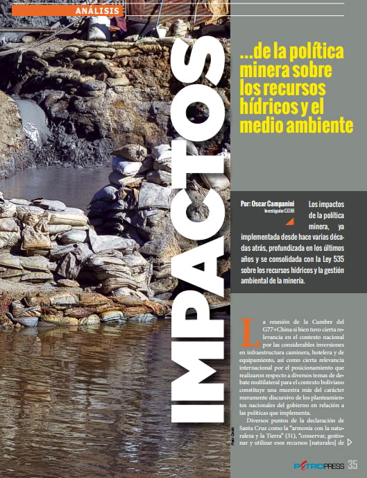 Petropress 33 | Impactos de la política minera sobre los recursos hídricos y el medio ambiente