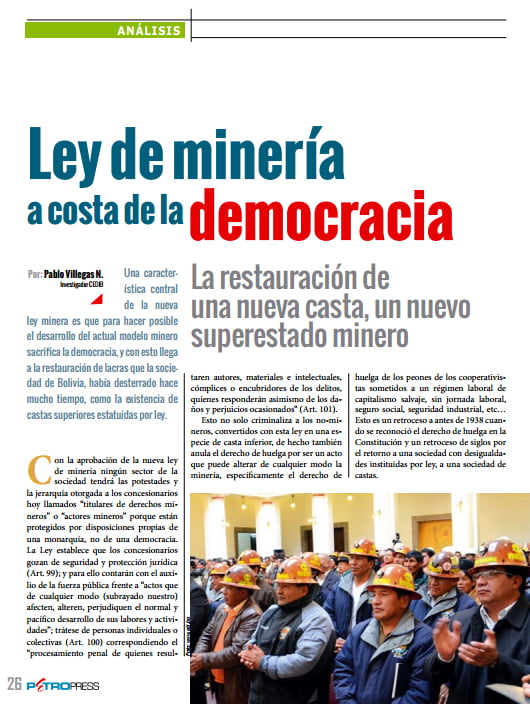 Petropress 33 | Ley de minería a costa de la democracia