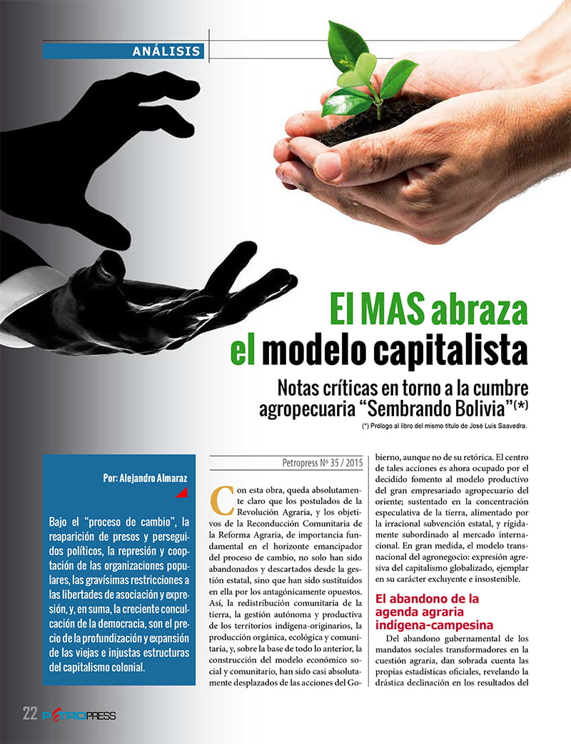 El MAS abraza el modelo capitalista (Petropress 35, 3.16)