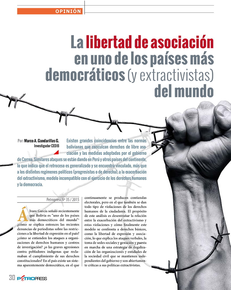 La libertad de asociación en uno de los países más democráticos (y extractivistas) del mundo (Petropress Nº 35, 3.16)