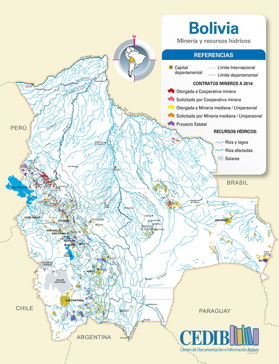 Mapa Mineria y recursos hídricos