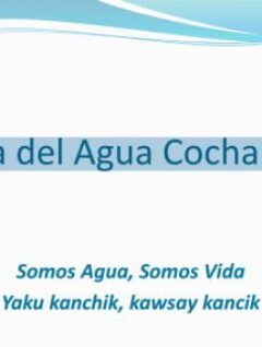 Agenda del Agua Cochabamba – Dirección de Planificación y Gestión Integral del Agua Gobernación Cochabamba