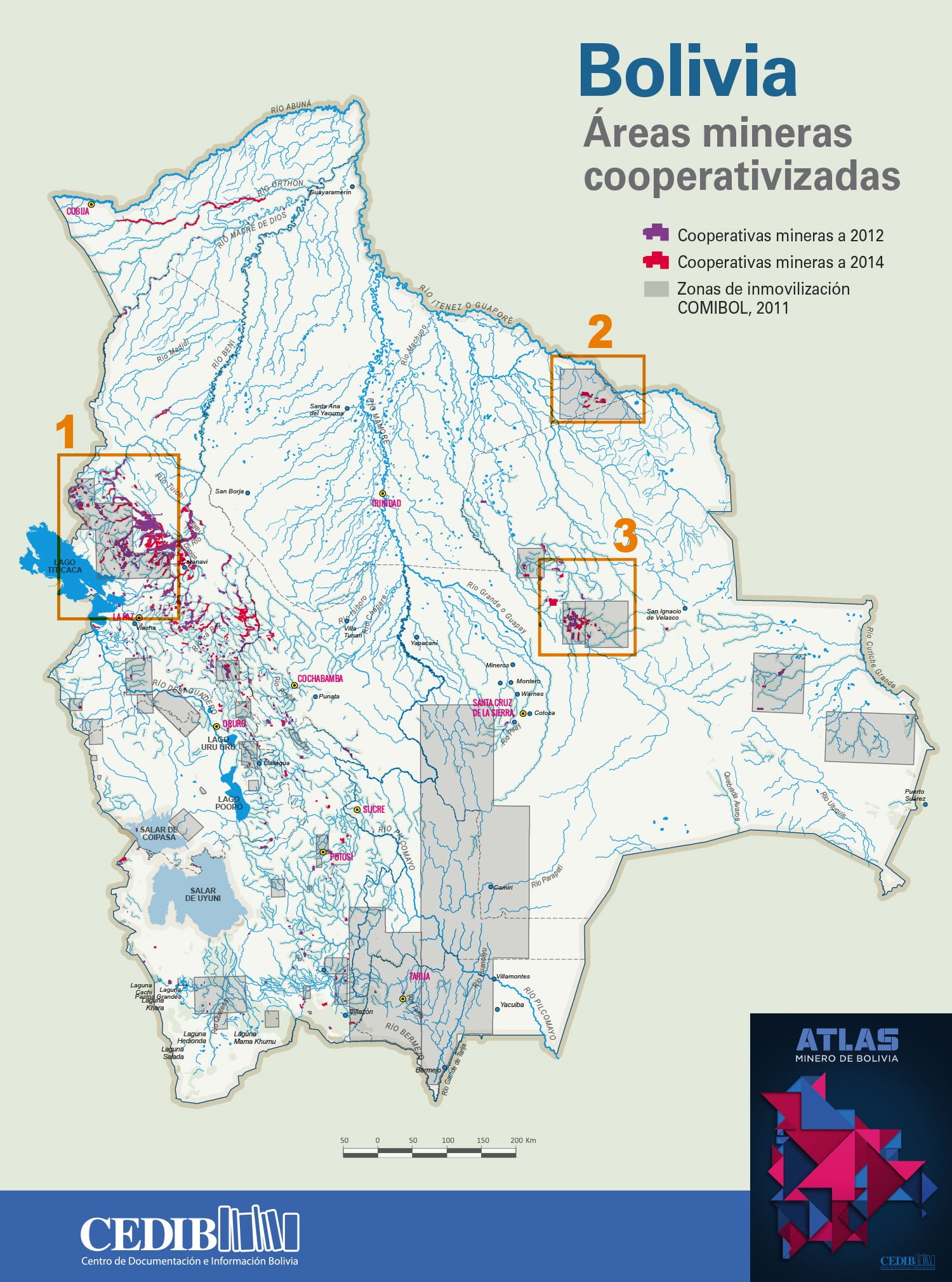 Mapa interactivo: Áreas mineras cooperativizadas (Atlas Minero de Bolivia)