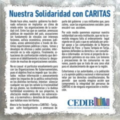 Nuestra Solidaridad con CARITAS (CEDIB, 4-7-17)