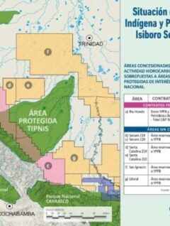 Áreas concesionadas a la actividad hidrocarburífera cerca del TIPNIS