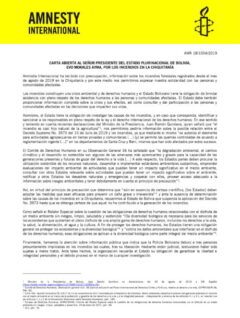 Carta abierta al señor presidente del Estado Plurinacional de Bolivia, Evo Morales Ayma, por los incendios en la Chiquitanía