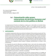 Comunicación sobre Graves vulneraciones de derechos humanos en el contexto de la crisis política en Bolivia (11.11.19)