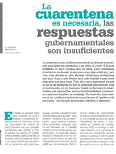 La cuarentena es necesaria, las respuestas gubernamentales son insuficientes