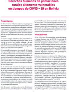 Derechos humanos de poblaciones rurales altamente vulnerables en tiempos de COVID19 en Bolivia