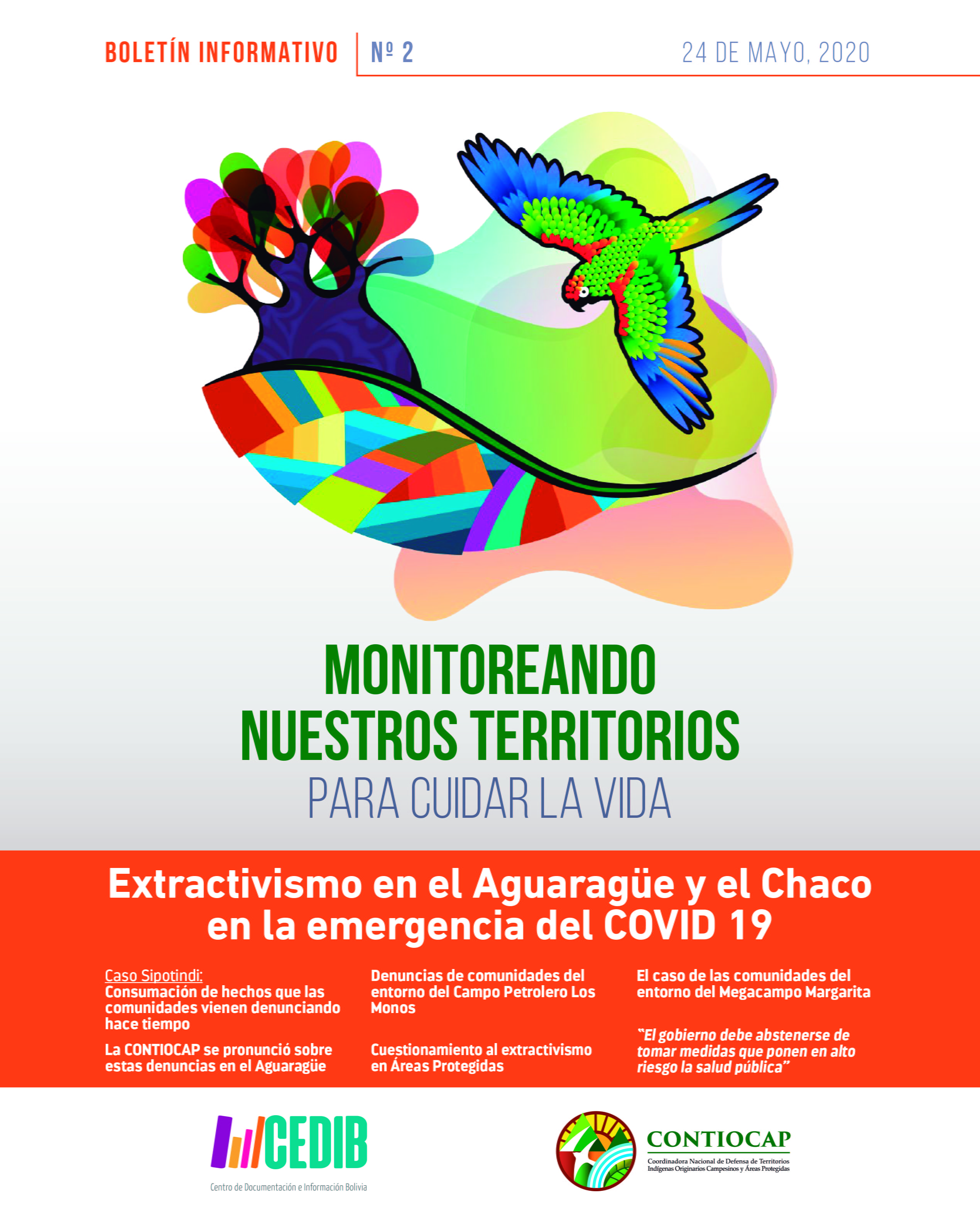 Monitoreando nuestros territorios para cuidar la vida – Boletín CONTIOCAP #2: Extractivismo en el Aguaragüe en medio de la emergencia del COVID19