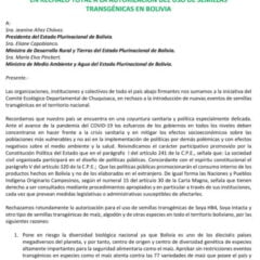 Pronunciamiento nacional en rechazo total a la autorización del uso de semillas trasngénicas en Bolivia (Mayo,2020))