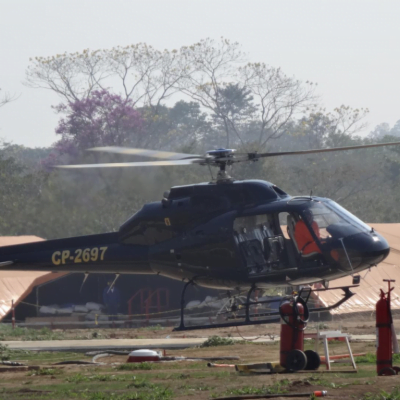 La empresa BGP Bolivia instaló 200 campamentos en la Amazonía boliviana, además de varios helipuertos. Foto: Cedib