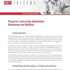 CEDIB Informa: Reporte sobre los derechos humanos en Bolivia (ene-mar 2021)