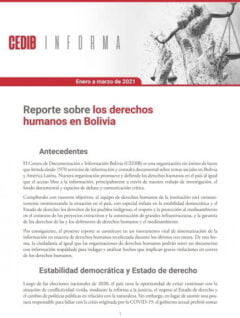CEDIB Informa: Reporte sobre los derechos humanos en Bolivia (ene-mar 2021)