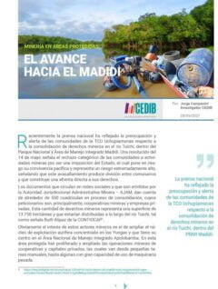 MINERÍA EN ÁREAS PROTEGIDAS: EL AVANCE HACIA EL MADIDI  (CEDIB 28.05.2021)