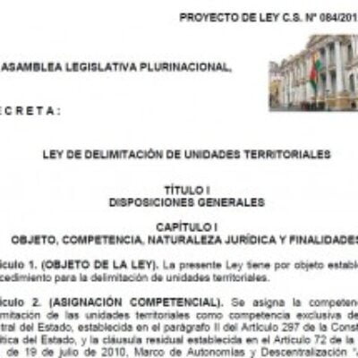 * Proyecto de ley de Delimitación de Unidades Territoriales (aprobado en Diputados)