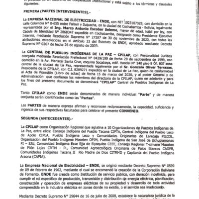 convenio ende y cepiap Bolivia