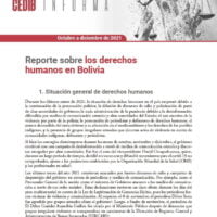 CEDIB Informa: Reporte sobre los derechos humanos en Bolivia (octubre a diciembre 2021)
