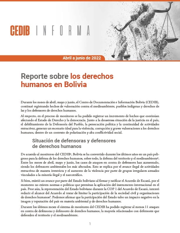 Reporte de Derechos Humanos en Bolivia