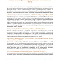 Pronunciamiento denuncia graves violaciones a los derechos humanos en Bolivia
