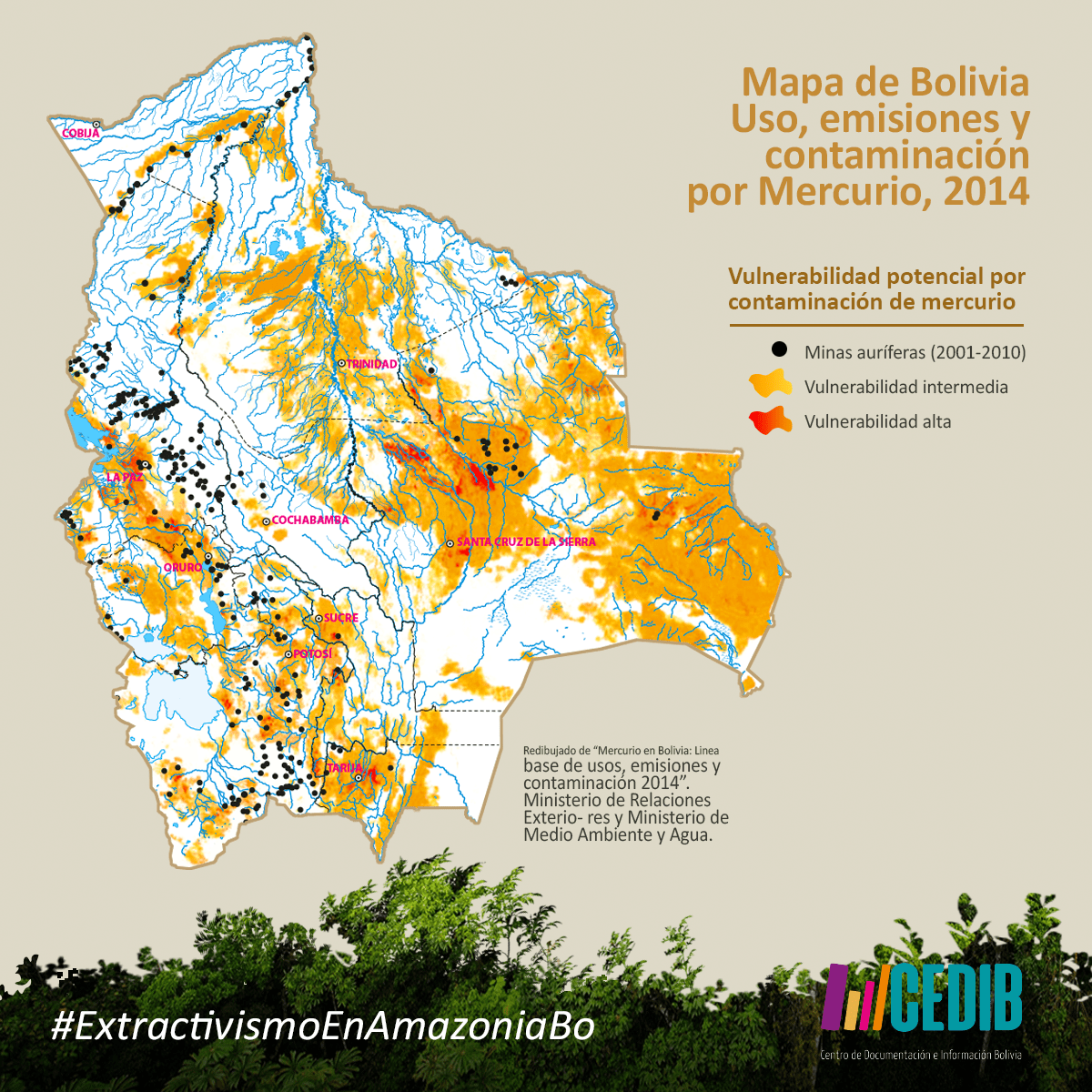 Mapa emisiones demercurio en Bolivia