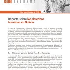 Cedib Informa | Reporte de Derechos Humanos en Bolivia julio a septiembre 2022