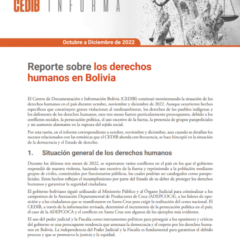 Cedib Informa | Reporte de Derechos Humanos en Bolivia octubre a diciembre 2022