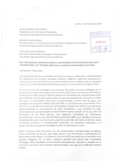Solicitud de tratamiento público y participativo Ley 170 y 197 sobre contratos litio | 2025