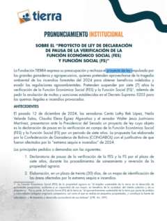 Pronunciamiento Fundación Tierra | Proyecto de ley de declaración de Pausa 2025