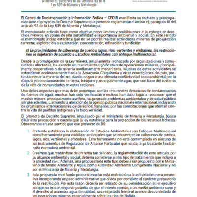 Pronunciamiento mineria ceidb