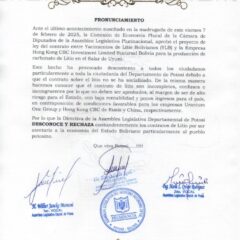 Pronunciamiento Asamblea Legislativa de Potosí | 2025