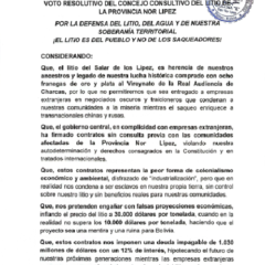 Voto Resolutivo del Consejo Consultivo del litio de la provincia Nor Lipez | 2025