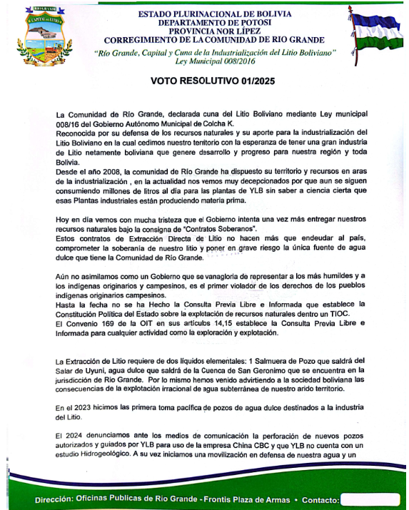 Voto Resolutivo Río Grande | 2025