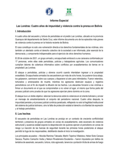 ANPB LAS LONDRAS Informe especial Las Londras | Cuatro años de impunidad y violencia contra la prensa en Bolivia