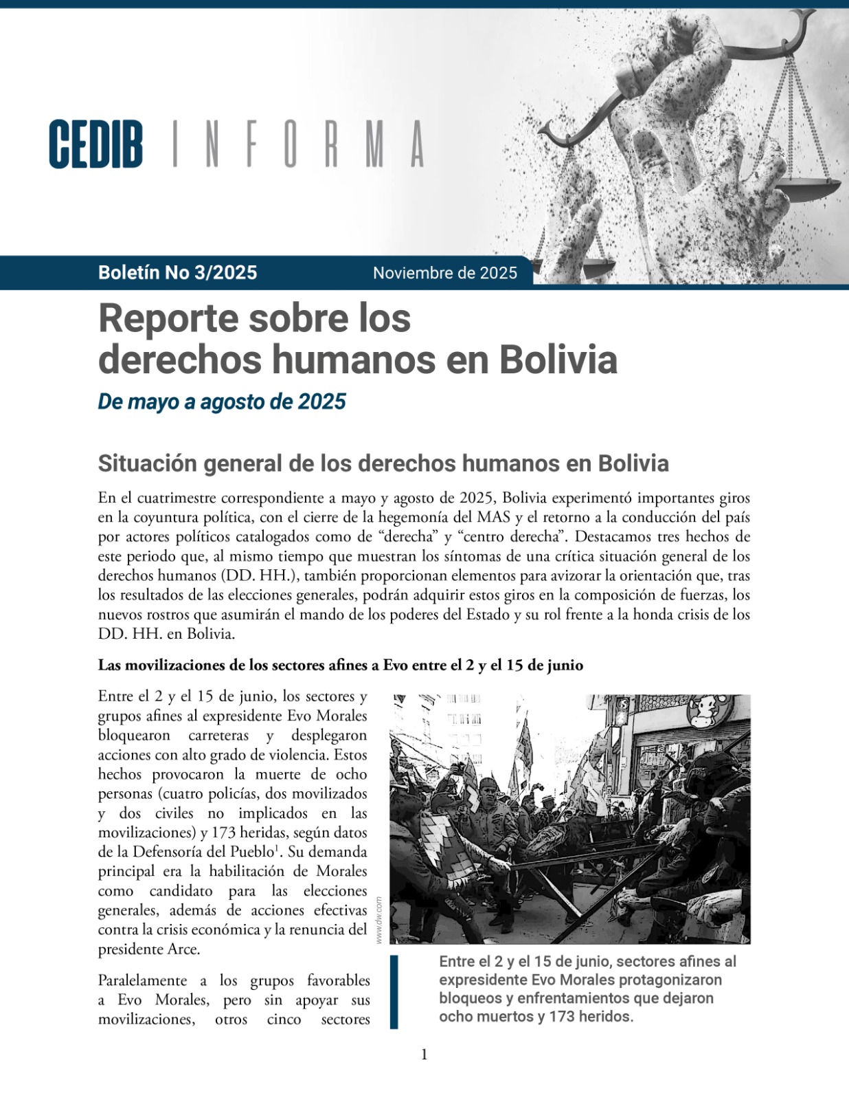 Cedib Informa | Reporte de derechos humanos en Bolivia mayo a agosto 2025