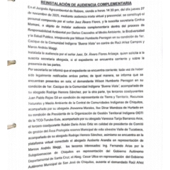 Reinstalación audiencia complementaria | Tribunal Agroambiental de Roboré