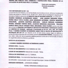 acusacion fiscal Acusación formal de la Fiscalía contra 12 procesados por el primer proceso penal Tariquía