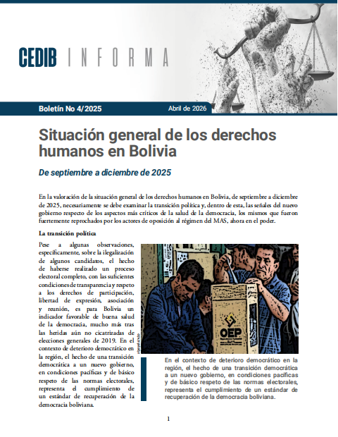 Cedib Informa | Reporte de DDHH en Bolivia septiembre a diciembre 2025