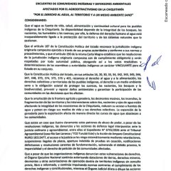 Voto resolutivo | Encuentro de comunidades indígenas y defensores ambientales afectados por el agroextractivismo en la Chiquitania